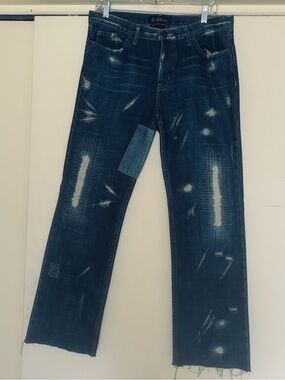 Earl Jeans Dark Indigo Low Rise Distressed Jeans